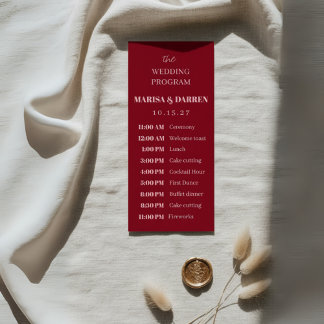 Handskript Rosa & Red Personligt bröllp Program