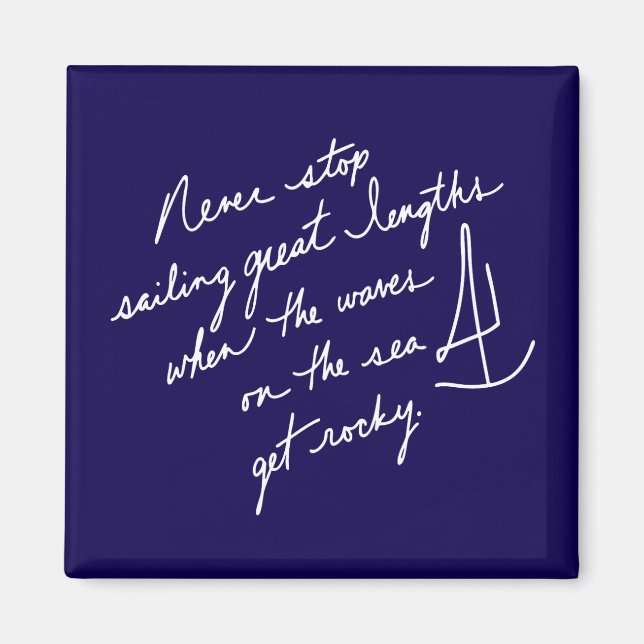 Handskript - sluta aldrig segla Andlig Magnet (Framsidan)