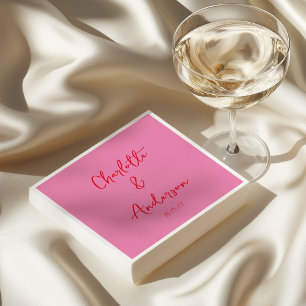 Handskript Stollig Rosa Red Personligt bröllp Pappersservett