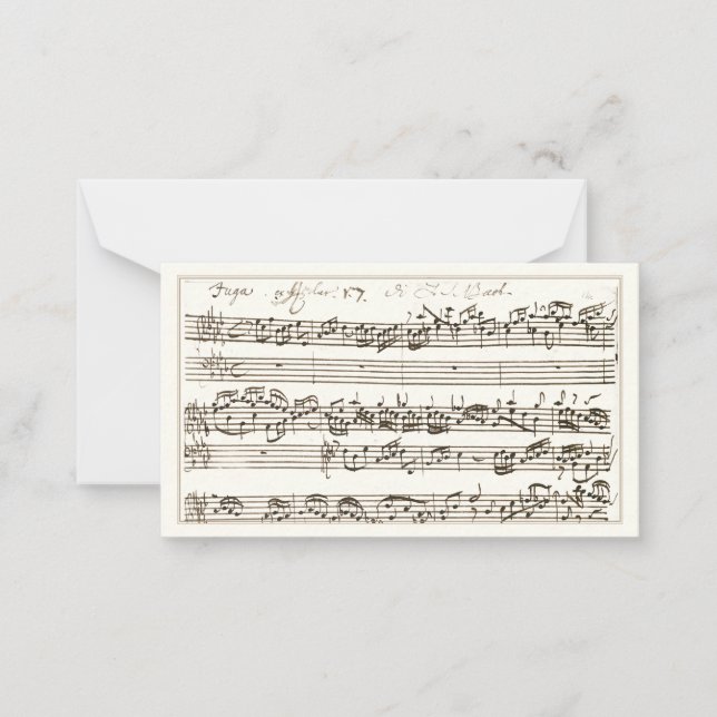 Handskriven 1700s Music Composition Fugue Bach Anteckningskort (Framsida)