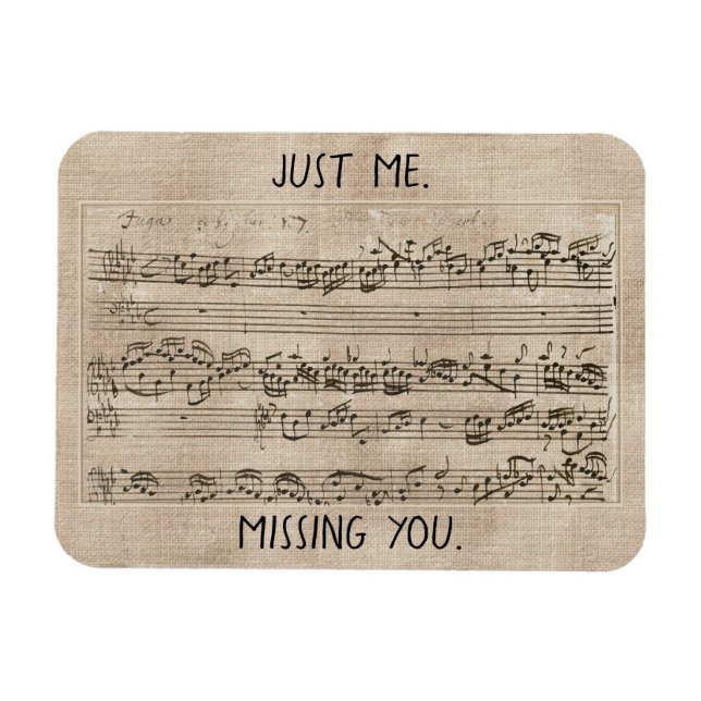 Handskriven 1700s Music Composition Fugue Bach Magnet (Horisontell)