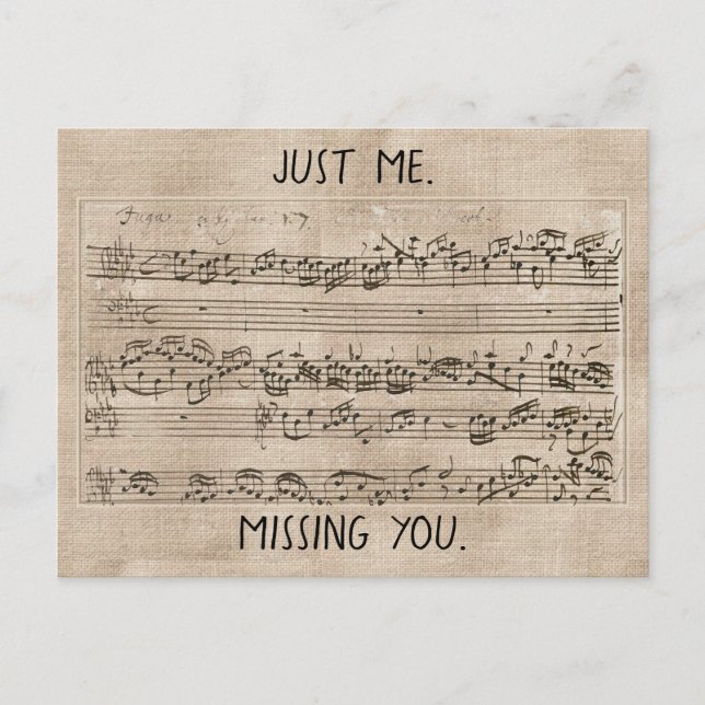 Handskriven 1700s Music Composition Fugue Bach Vykort (Framsida)