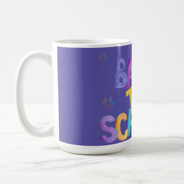 Handskriven Åter till skolan Vattenfärger Design.  Kaffemugg (Vänster)