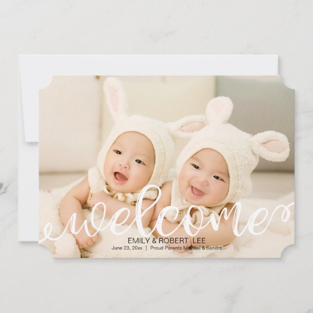 Handskriven Baby Birth Photo Anouncement Meddelande (Framsida)