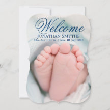 Handskriven Baby Pojke Födelseannons Foto Kort