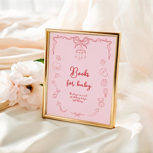 Handskriven Baby Shower, Flickböcker För Bebis Poster (Skapare uppladdad)