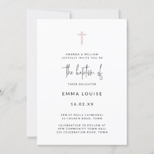 Handskriven baptism i det moderna Ro-Guld-Glitter- Inbjudningar