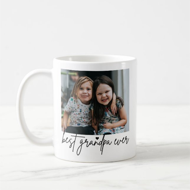 Handskriven Bästa Farfar Någonsin Modern 2-Foto Kaffemugg (Vänster)
