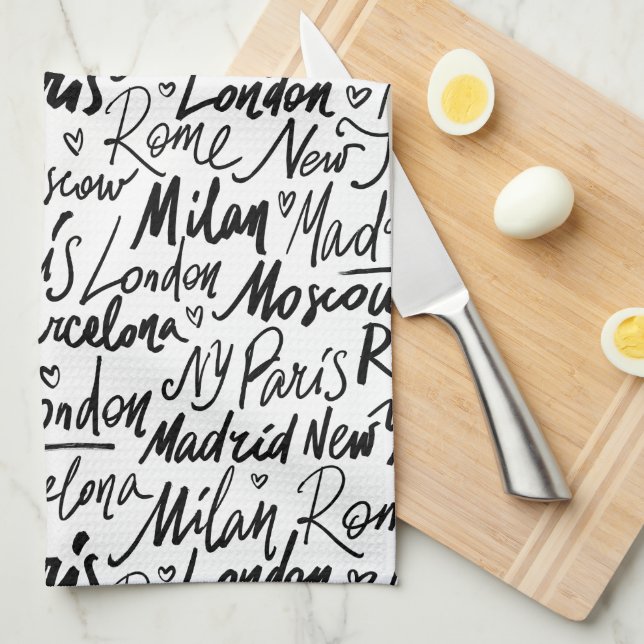 Handskriven Berömd i Mönster Kökshandduk (Vikt i Fjärdedel)