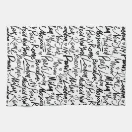 Handskriven Berömd i Mönster Kökshandduk