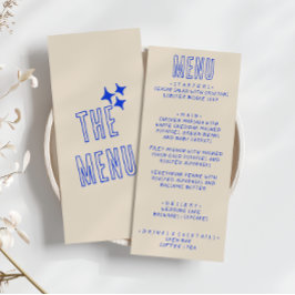 Handskriven blå Retro fet modern Roligt Bröllop Meny