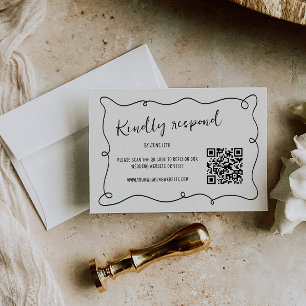 Handskriven bläckfisk Ram Bröllop OSA Kort