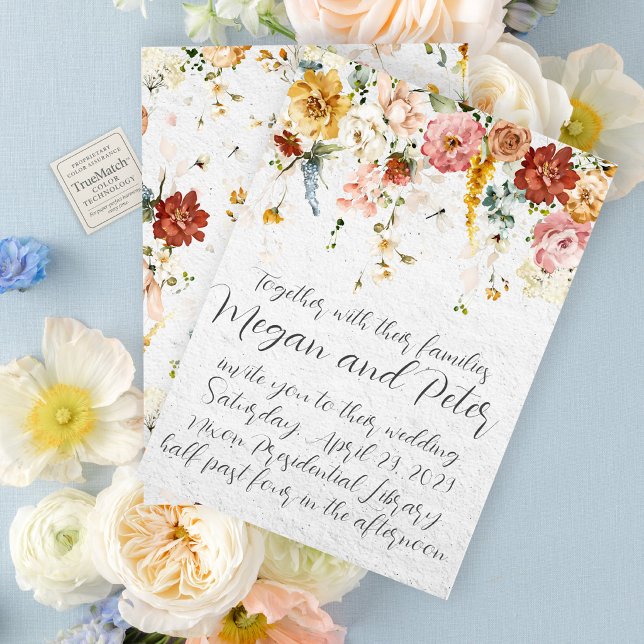 Handskriven Blommig Trädgård Bröllop Inbjudningar (Painterly florals and handwritten romance for the most beautiful garden celebrations.)