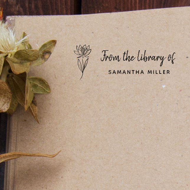 Handskriven botanisk Anpassningsbar Bok Bibliotek Stämpel (Skapare uppladdad)