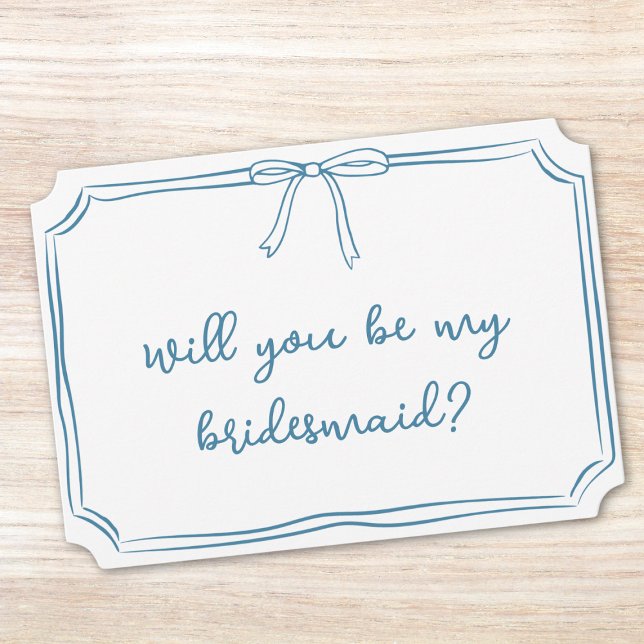 Handskriven Bow Dusty Blue Bridesmaid Frieri Inbjudningar (Skapare uppladdad)