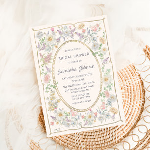 Handskriven bröllopsdusch-inbjudan med blommor inbjudningar