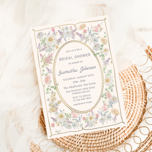 Handskriven bröllopsdusch-inbjudan med blommor inbjudningar (Skapare uppladdad)