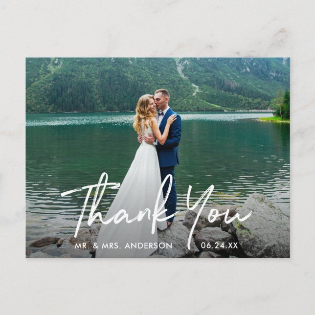 Handskriven bröllopsfototack vykort (Framsida)