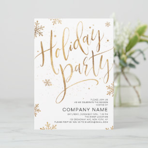 Handskriven calligraphy-julfest i guld inbjudningar