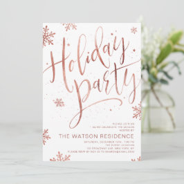 Handskriven calligraphy-julfest i ro guld inbjudningar