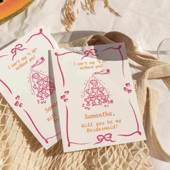 Handskriven Champagne Tower Brudtärna Förslag Inbjudningar (Skapare uppladdad)