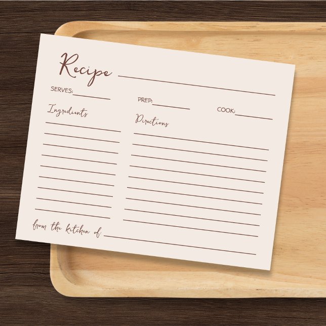 Handskriven Chic Brun recept för briden (Handwritten Chic Brown Recipe For The Bride)