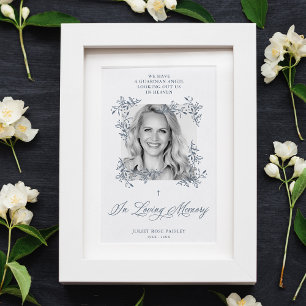 Handskriven Chic Flourish Grått Photo Memorial Poster