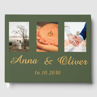 Handskriven Chic för Modern Elegant Photo Bröllop Gästböcker