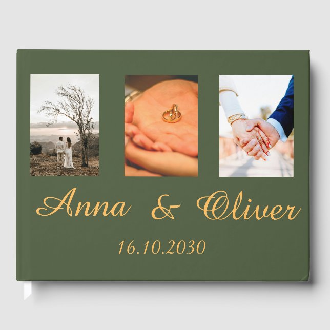 Handskriven Chic för Modern Elegant Photo Bröllop  Gästböcker (Framsida)