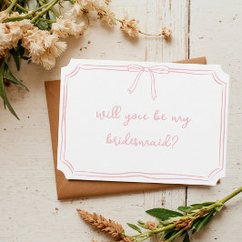 Handskriven Coquette Bow Rosa Bridesmaid Frieri Inbjudningar