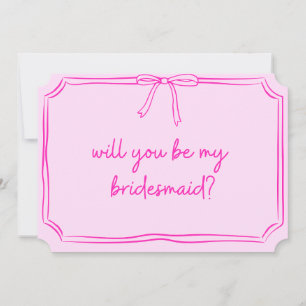 Handskriven Coquette Bow Rosa Bridesmaid Frieri Inbjudningar