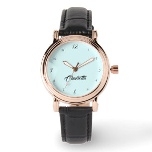 Handskriven Elegant Namn Pastel Cyan Snyggt Armbandsur