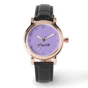 Handskriven Elegant Namn Pastellns Lila Snyggt Armbandsur