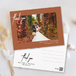 Handskriven enkel foto Tack Terracotta Vykort<br><div class="desc">Tack till gästerna med det här moderna fototacket som du gav kortet med handskrivet "tack".</div>