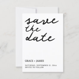 Handskriven enkel minimalistisk typografi i Bröllo Spara Datumet
