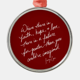 Handskriven Faith Hope Kärlek Red Andlig Round Julgransprydnad Metall