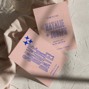 Handskriven färgfull retro fet modern Bröllop Spara Datumet