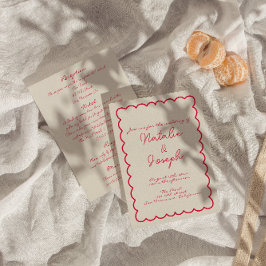 Handskriven färgfull Retro-Roligt i hela Bröllop Inbjudningar