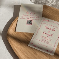 Handskriven färgfull Retro-Roligt QR-kod Bröllop