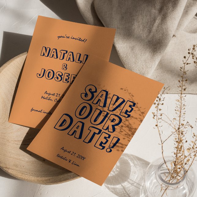 Handskriven, färglös, unik modern Bröllop Spara Datumet (Skapare uppladdad)