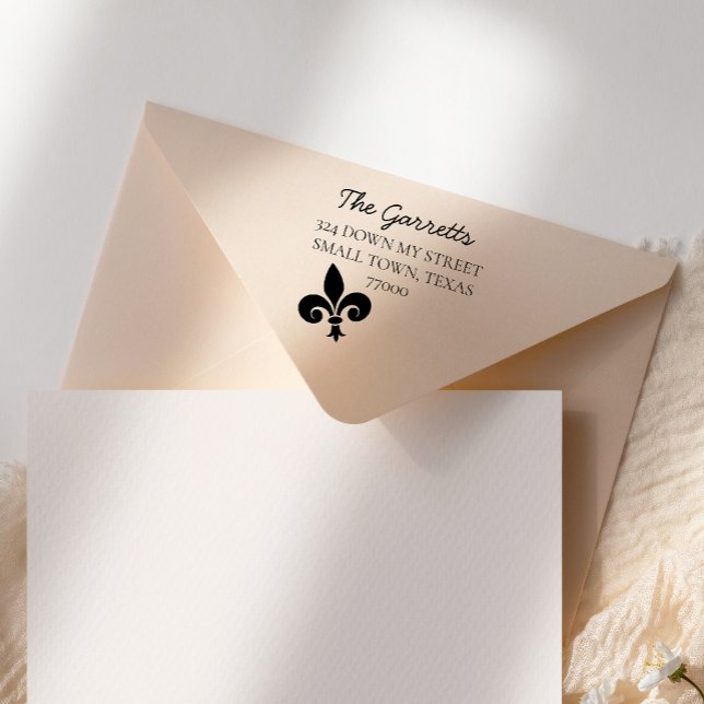 Handskriven Fleur De Lis Efternamn Självfärgande Stämpel (Skapare uppladdad)