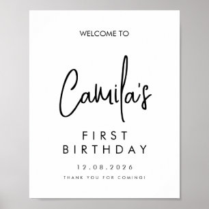 Handskriven första födelsedag Välkomstfödelsedag Poster