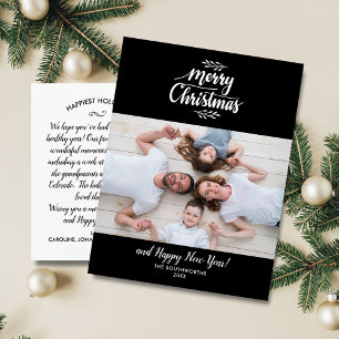 Handskriven fotosvart i God jul-familjen Vykort