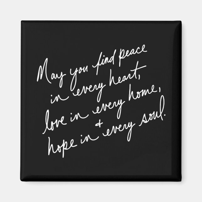 Handskriven fred Kärlek & Hope Andlig Magnet (Framsidan)