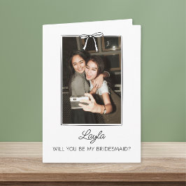 Handskriven Frieri av Coquette Bow Bridesmaid Phot Kort