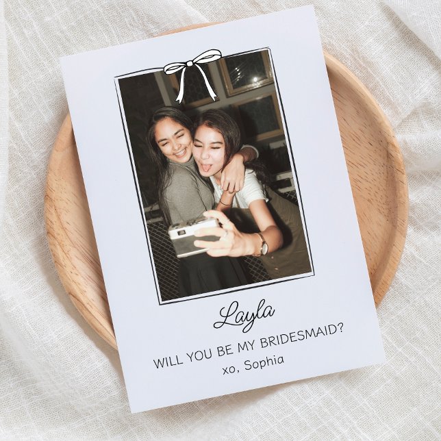 Handskriven Frieri av Coquette Bow Bridesmaid Phot Kort (Skapare uppladdad)