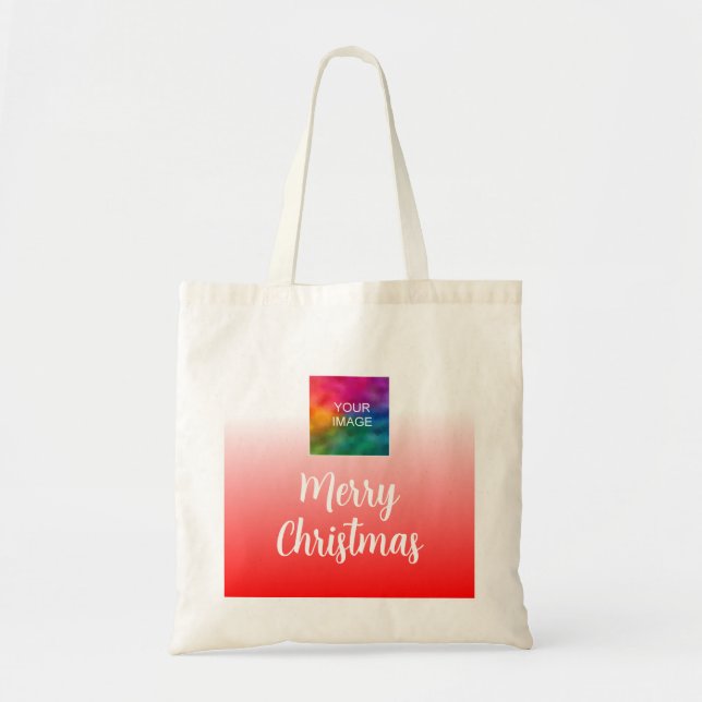 Handskriven God Jul Foto eller Logotypmall Tygkasse (Framsidan)