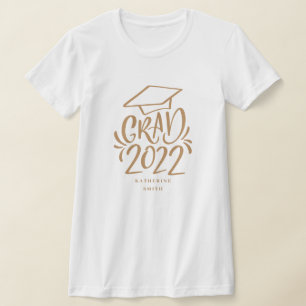 Handskriven Grad 2022 med Namn Guld Cap T-Shirt