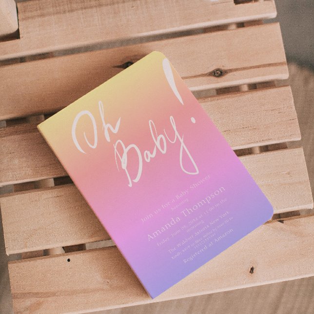 Handskriven gradient Neutral Baby Shower för könsm Inbjudningar (Skapare uppladdad)