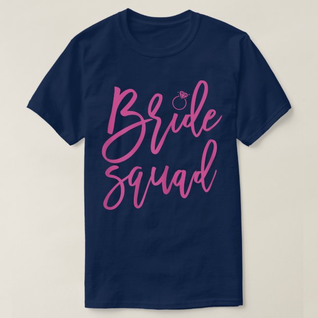 Handskriven grafik för Womens Bride Squad Rosa Rin T Shirt (Design framsida)
